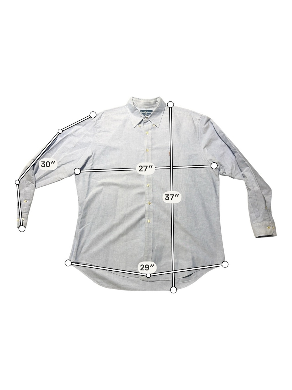 LOT OF 3 Ralph Lauren 17.5 Men's Long Sleeve Oxford Button-Down Shirts Classic - Picture 10 of 16